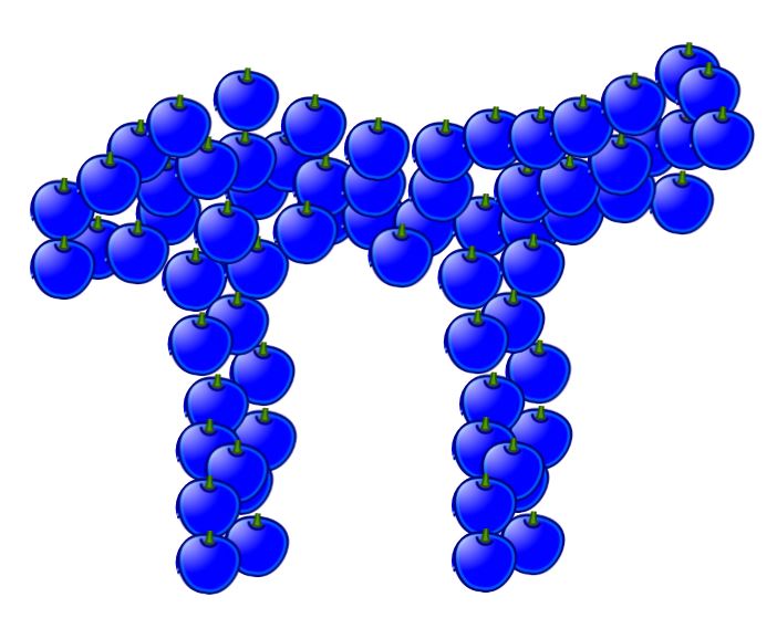Bunch of blueberries arranged in the form of the Greek letter pi