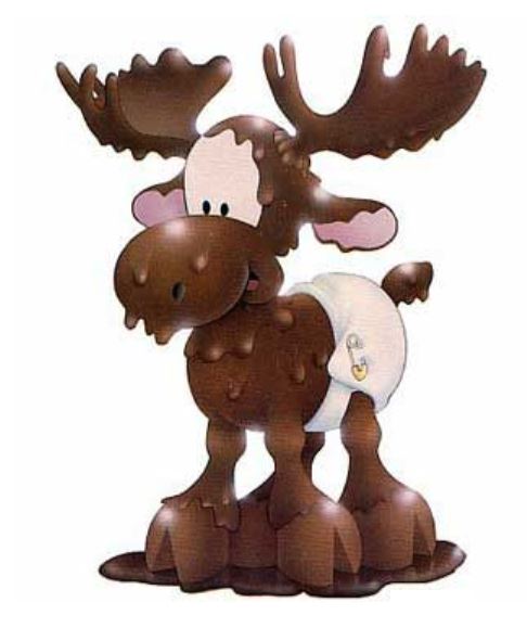 Animal with antlers dripping with brown stuff