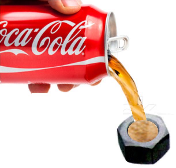 Coca-cola being poured over a nut
