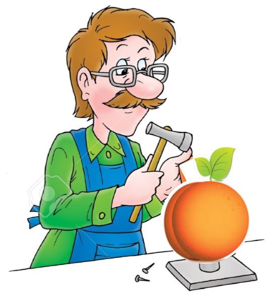 Man working on a peach instead of a shoe
